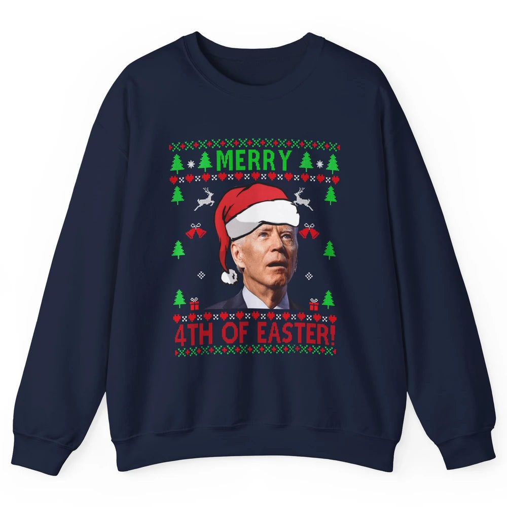 Funny Joe Biden Merry 4th Of Easter Christmas Anti Liberals Unisex Crewneck Sweatshirt