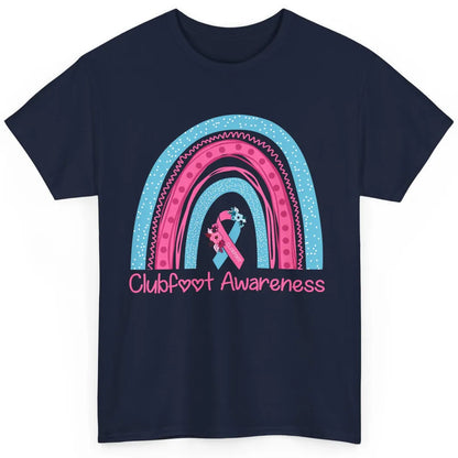 Clubfoot Awareness Support Pink Blue Ribbon Rainbow Clubfoot Classic Unisex T-Shirt