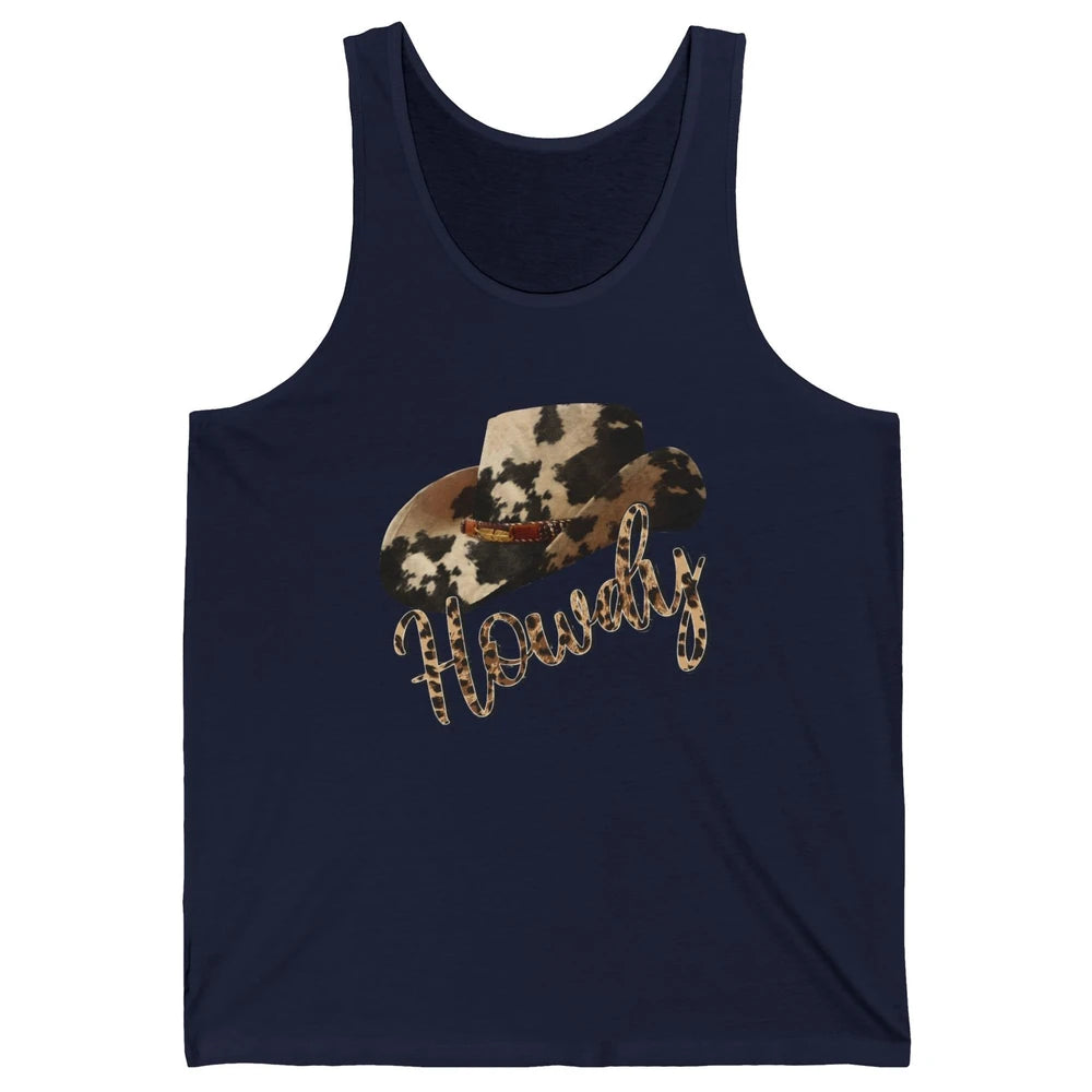 Vintage Leopard Cowboy Hat Howdy Western Country Cowgirls Unisex Jersey Tank