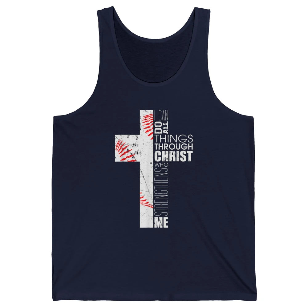 Baseball Christian Cross Bible Verse Softball Sports Day God Unisex Jersey Tank