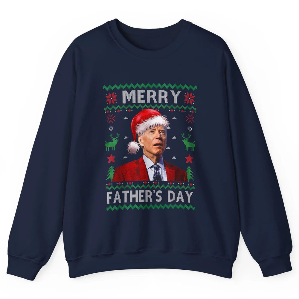 Funny Santa Hat Joe Biden Confused Ugly Christmas President Unisex Crewneck Sweatshirt