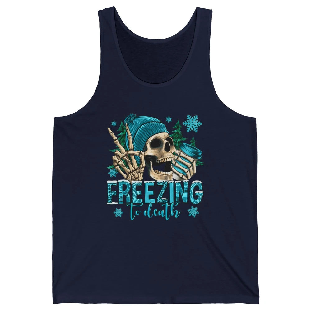 Funny Leopard Skull Freezing To Death Funny Christmas Winter Unisex Jersey Tank