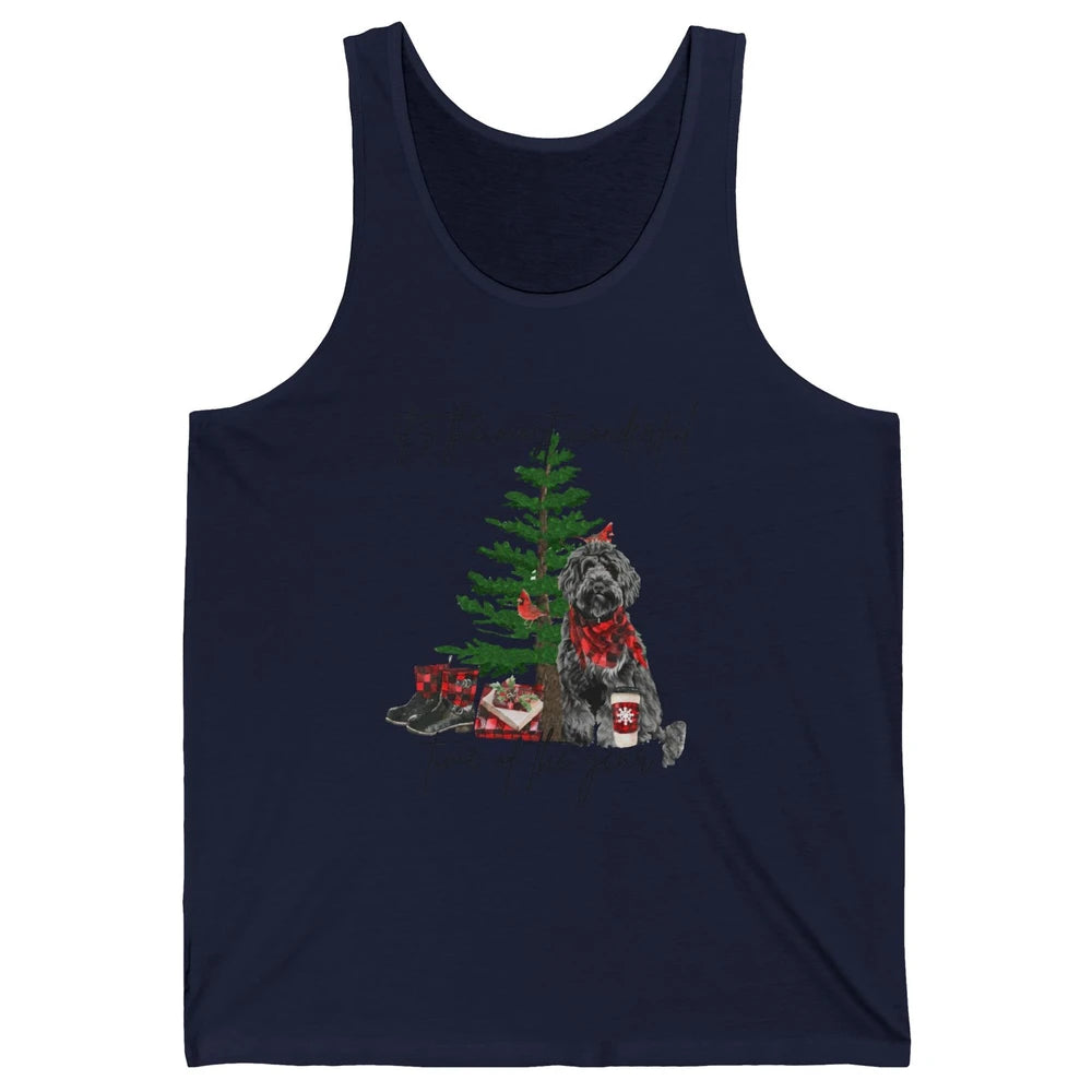 Black Golden Labradoodle Christmas Tree Most Wonderful Time Unisex Jersey Tank