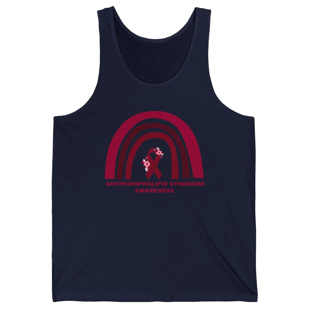 Antiphospholipid Syndrome Awareness APS Burgundy Rainbow Unisex Jersey Tank