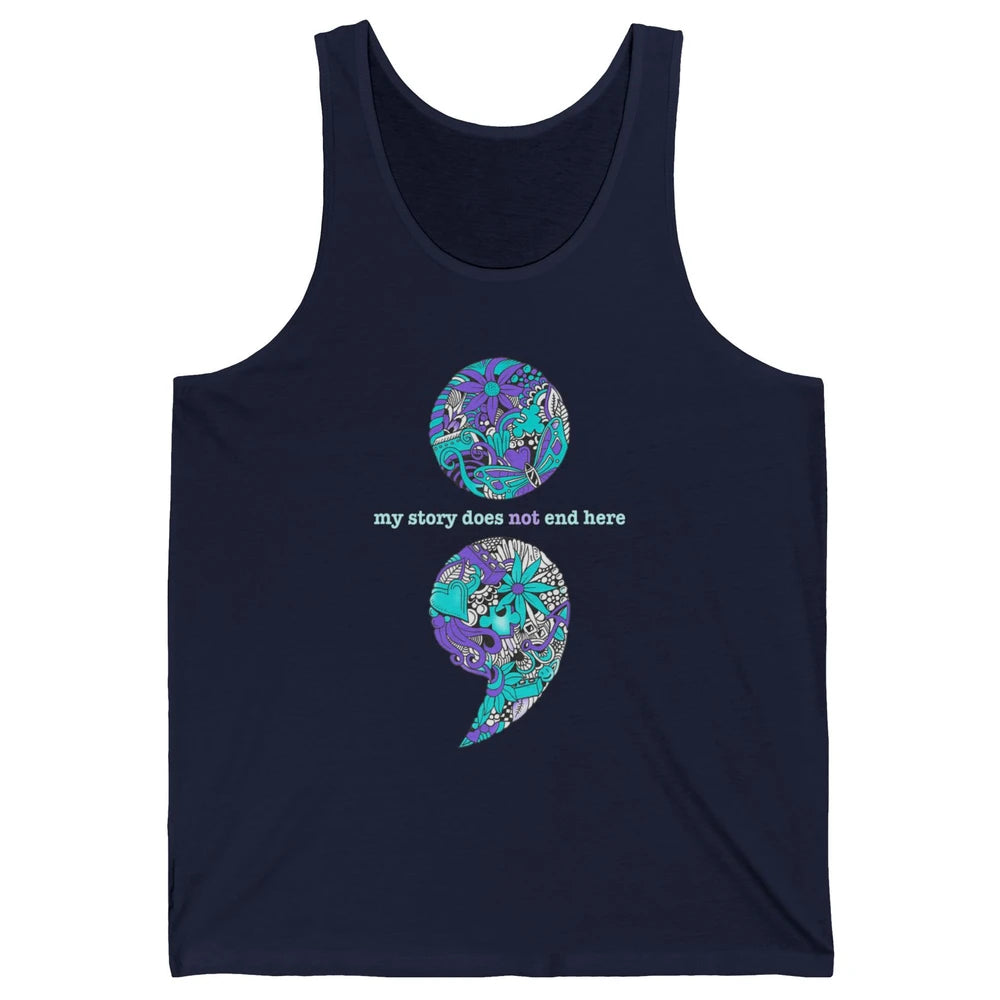 Semicolon Suicide Awareness Suicide Prevention Teal Purple Unisex Jersey Tank