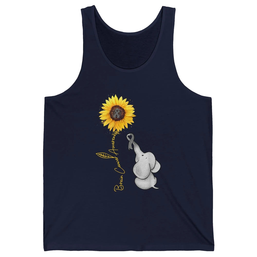 Sunflower Baby Elephant Brain Cancer Awareness Grey Ribbon Unisex Jersey Tank