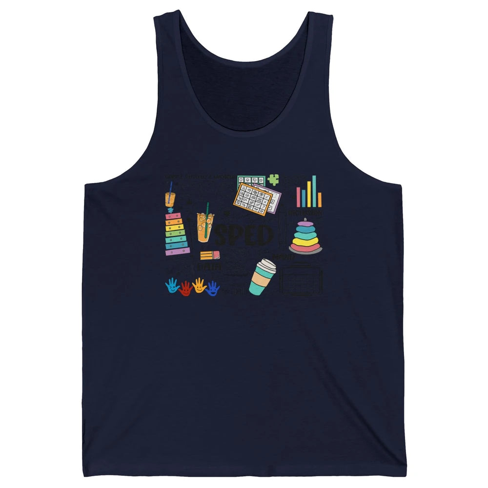 Special Education Teacher Happy Relax Encaced Inclusion Unisex Jersey Tank