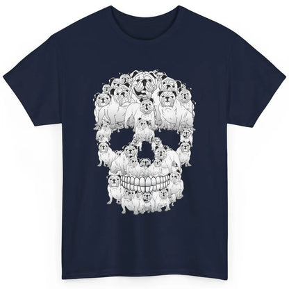 English Bulldog Skull Skeleton Retro Halloween Spooky Season Classic Unisex T-Shirt