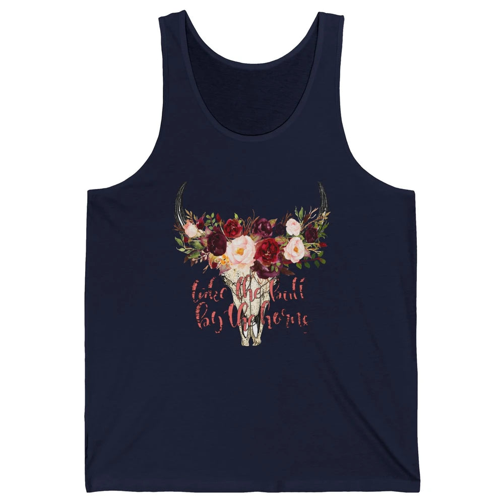 Boho Bull Skull Take The Bull By The Horns Western Country Unisex Jersey Tank