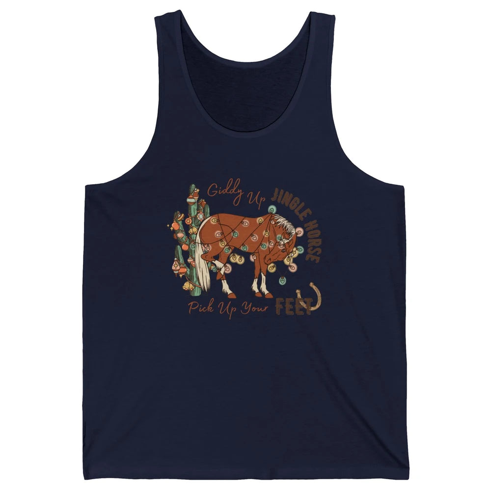 Giddy Up Jingle Horse Pick Up Your Feet Christmas Lights Unisex Jersey Tank