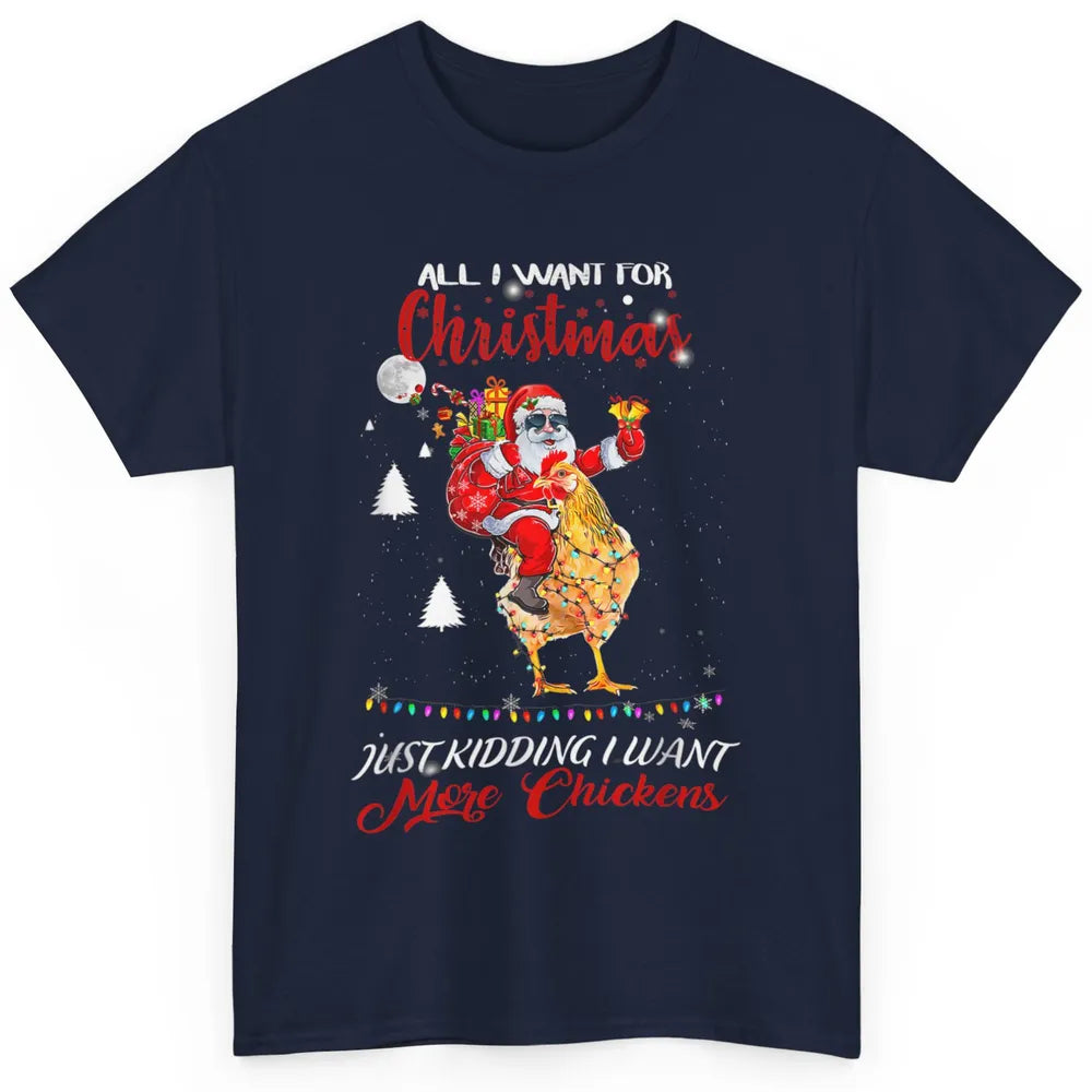 Merry Christmas Funny Santa Claus Riding Chicken Xmas Vibes Classic Unisex T-Shirt