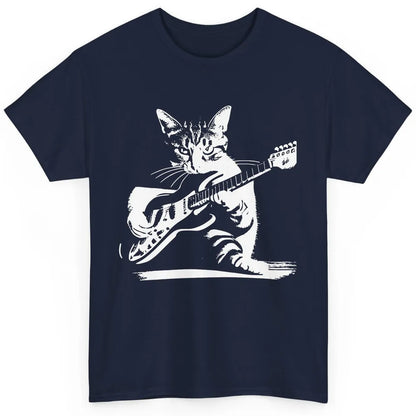 Cat Playing Guitar Funny Cat Guitar Kitty Cat Lovers Gift Classic Unisex T-Shirt