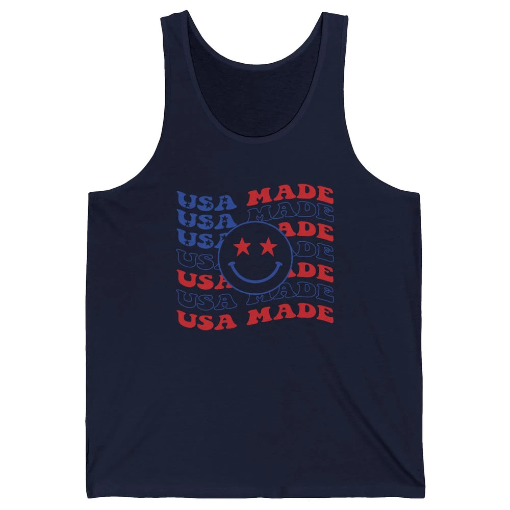 US Flag America Made Smiley Face July 4th American Patriots Unisex Jersey Tank