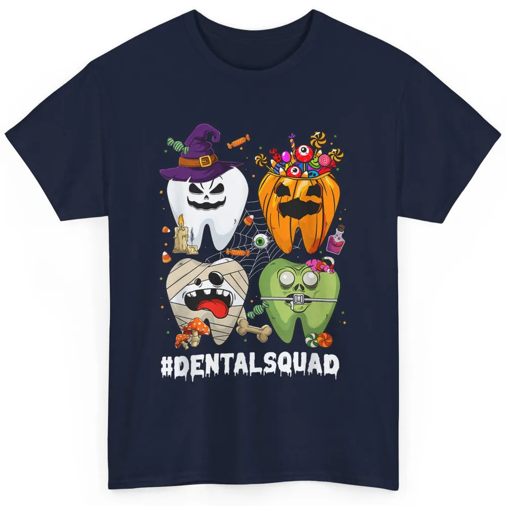 Dental Squad Halloween Spooky Ghost Dentist Teeth Pumpkin Classic Unisex T-Shirt