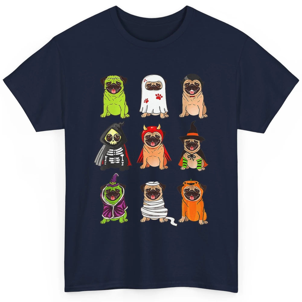 Cute Pug Dog Witch Ghost Boo Pumpkin Halloween Spooky Season Classic Unisex T-Shirt