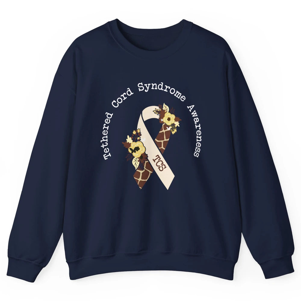 Tethered Cord Syndrome Awareness TCS Multiple Colored Ribbon Unisex Crewneck Sweatshirt