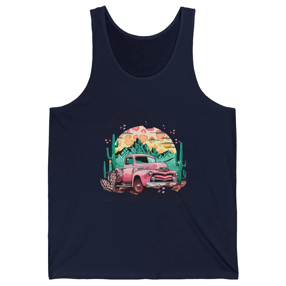 Western Sunset Cowgirl I Got Heart Like Truck Rodeo Cactus Unisex Jersey Tank