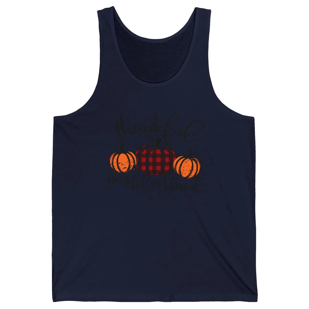 Vintage Grateful Thankful Blessed Pumpkin Fall Thanksgiving Unisex Jersey Tank