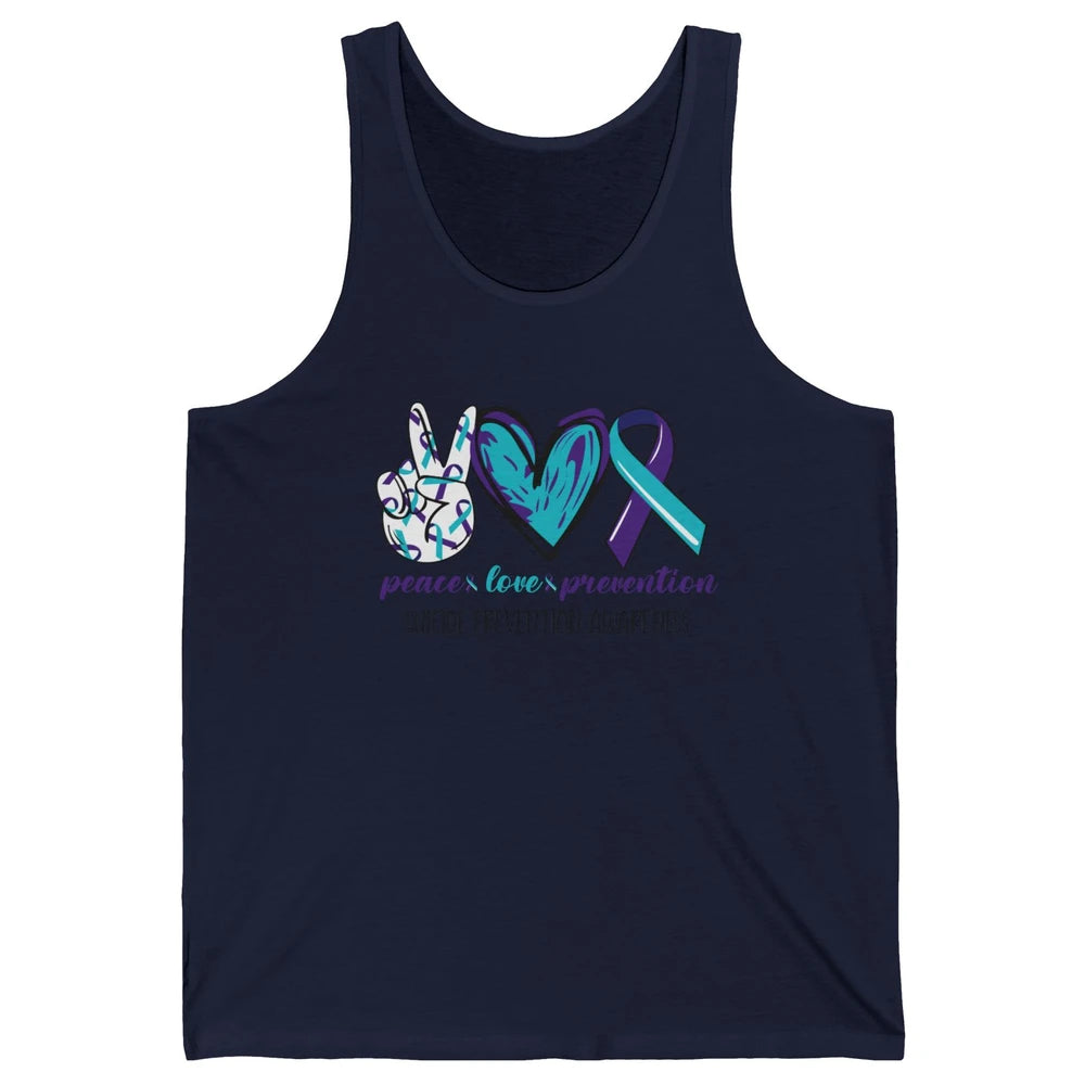 Suicide Prevention Awareness Ribbon Peace Love Prevention Unisex Jersey Tank