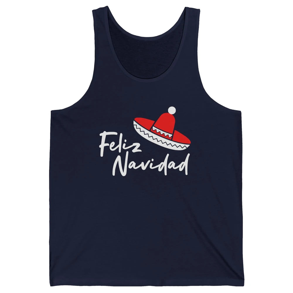 Funny Feliz Navidad Spanish Christmas Mexican Sombrero Gift Unisex Jersey Tank