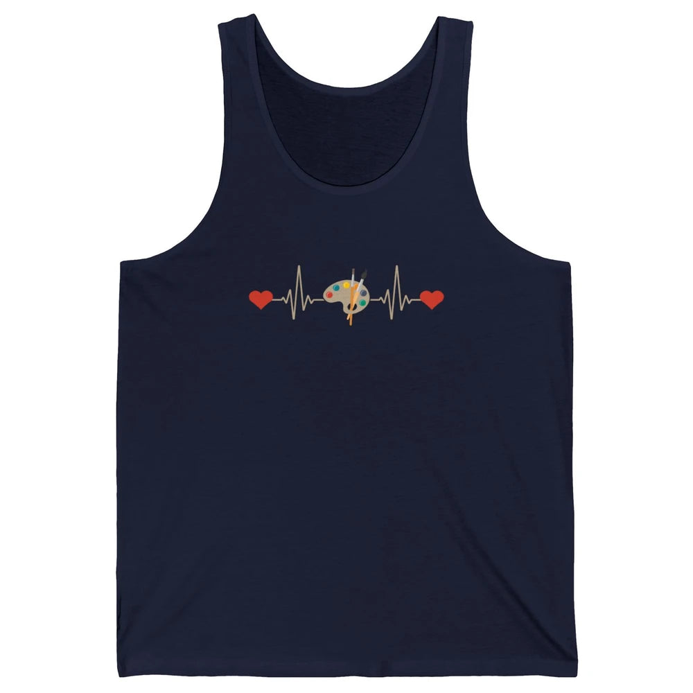 Art Paint Palette Brush Heartbeat Painter Artist Retro Paint Unisex Jersey Tank