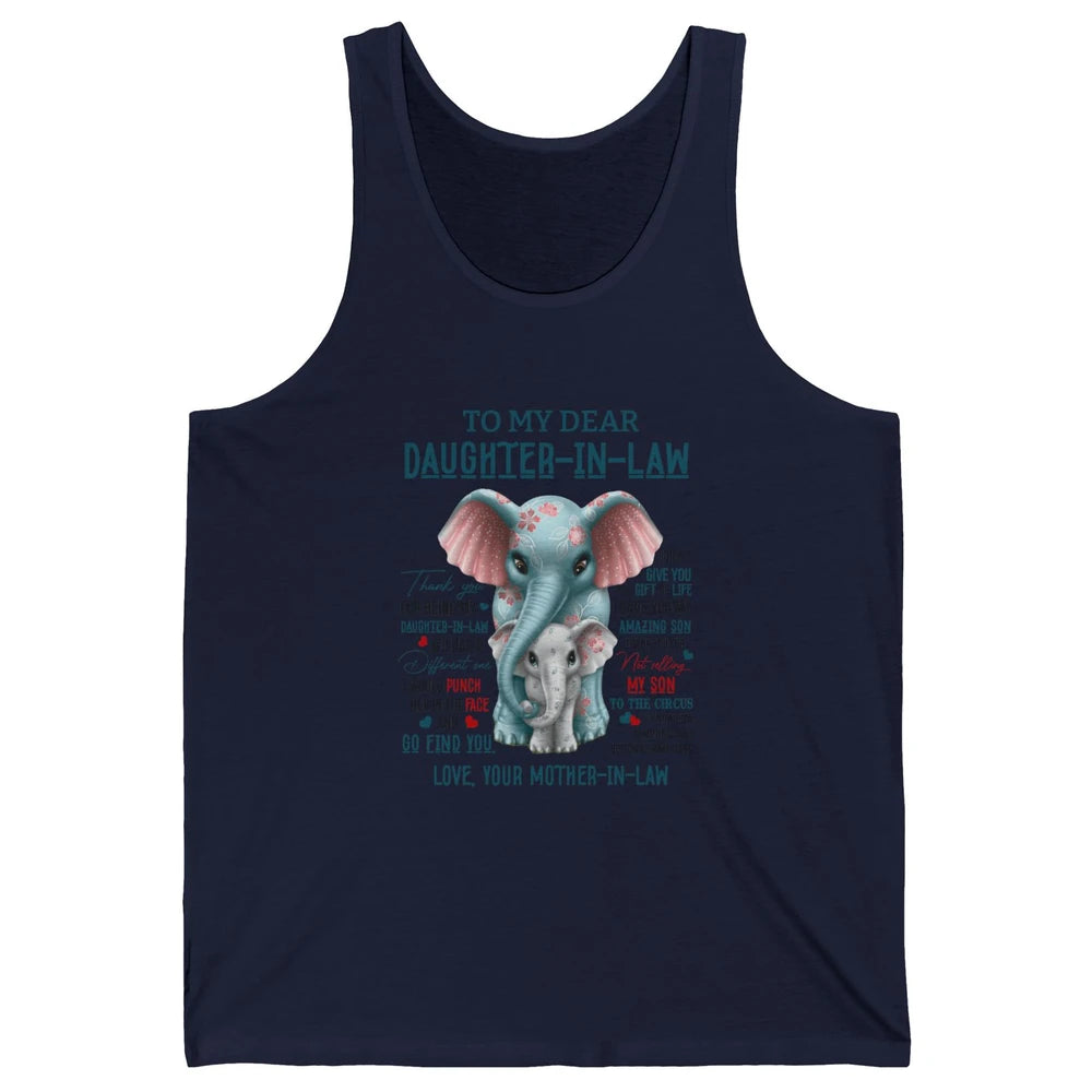 To My Dear Daughter In Law Love Mother In Law Cute Elephant Unisex Jersey Tank