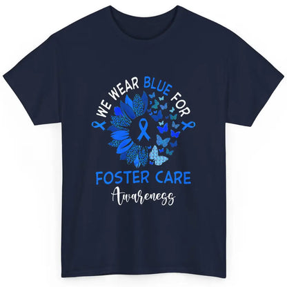 Foster Care Awareness Leopard Sunflower Adoption Blue Ribbon Classic Unisex T-Shirt