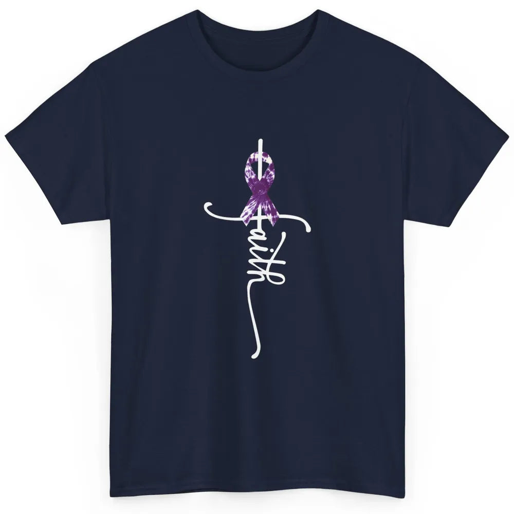 Faith Overdose Awareness Cross Purple Ribbon Tie Dye Warrior Classic Unisex T-Shirt