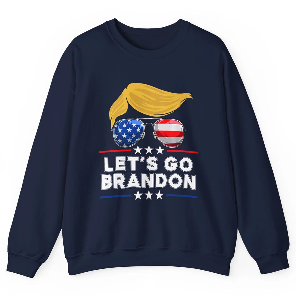 US Flag Glasses Trump Let's Go Brandon Conservative Liberal Unisex Crewneck Sweatshirt