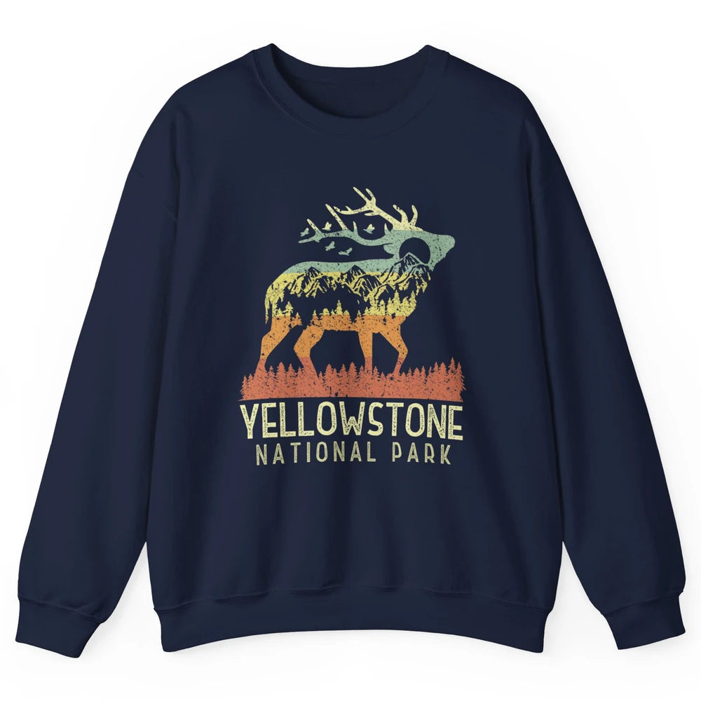 Yellowstone National Park Reindeer Mountains Vintage Outdoor Unisex Crewneck Sweatshirt