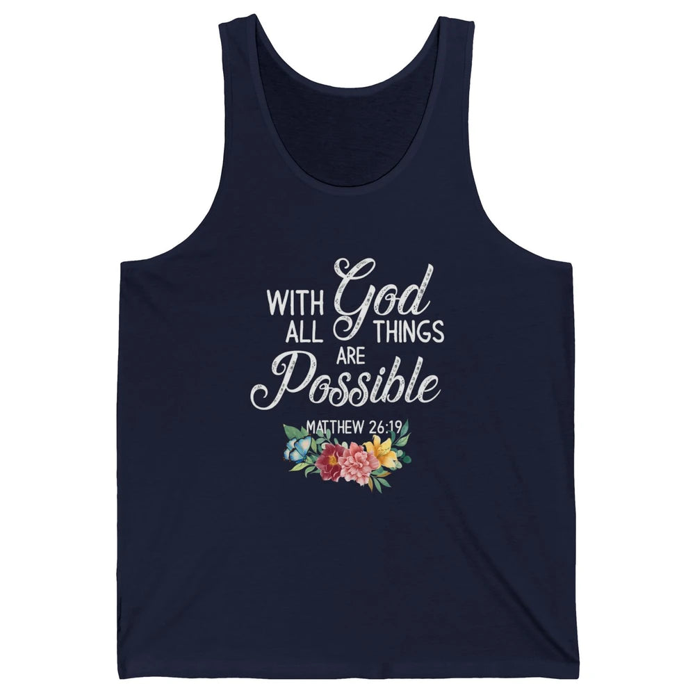 With God All Things Are Possible Jesus Christian Bible Verse Unisex Jersey Tank