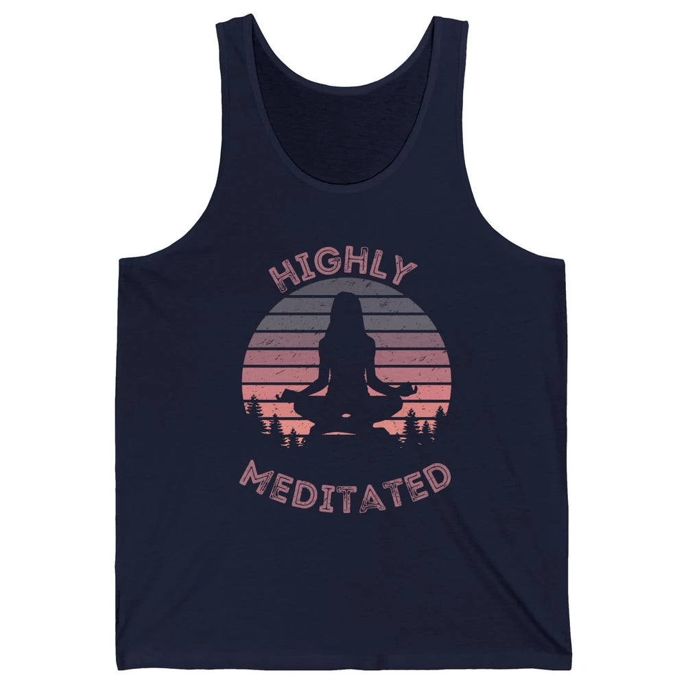 Vintage Woman Doing Yoga Highly Meditated Meditation Lovers Unisex Jersey Tank