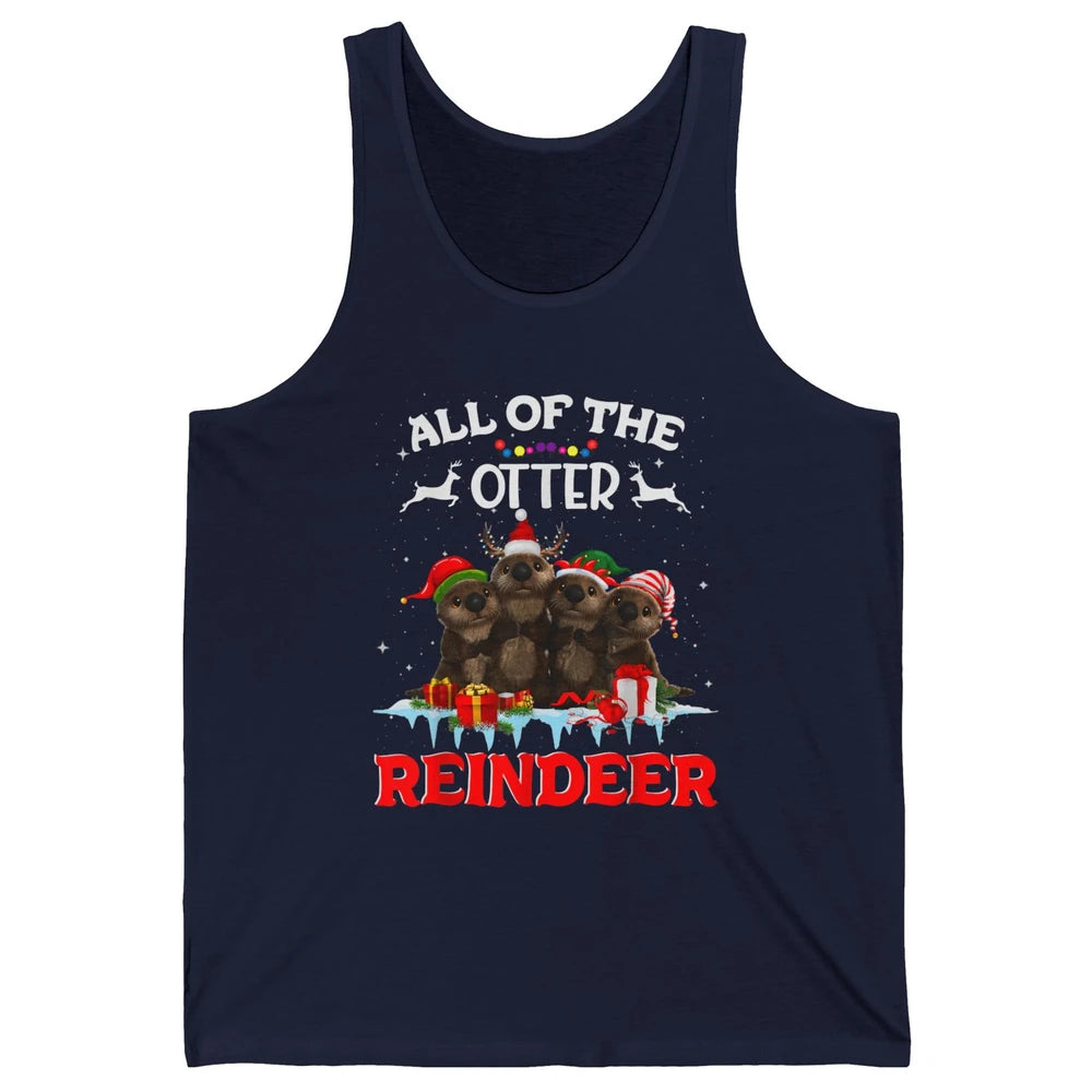 Merry Christmas All Of Otter Reindeer Funny Xmas Santa Hat Unisex Jersey Tank