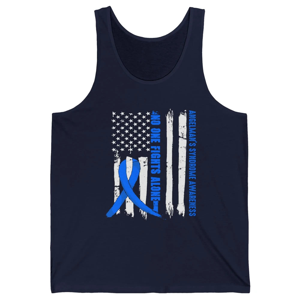 US Flag Angelman's Syndrome Blue Ribbon No One Fight Alone Unisex Jersey Tank