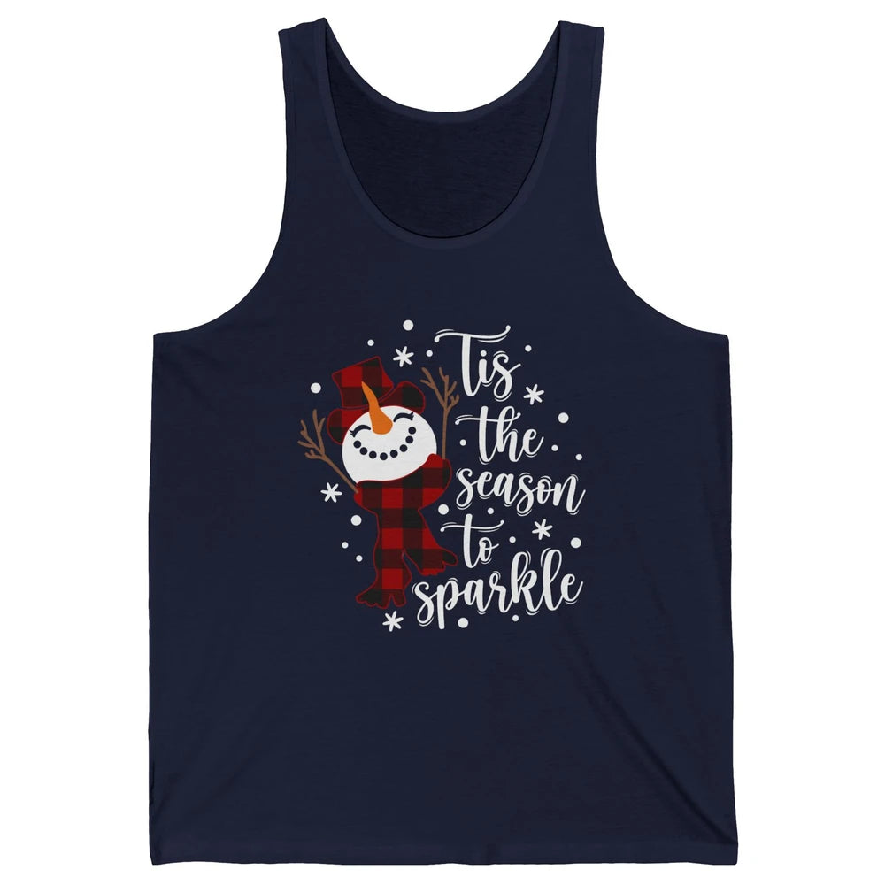 Funny Snowman Tis The Season To Sparkle Merry Christmas Unisex Jersey Tank