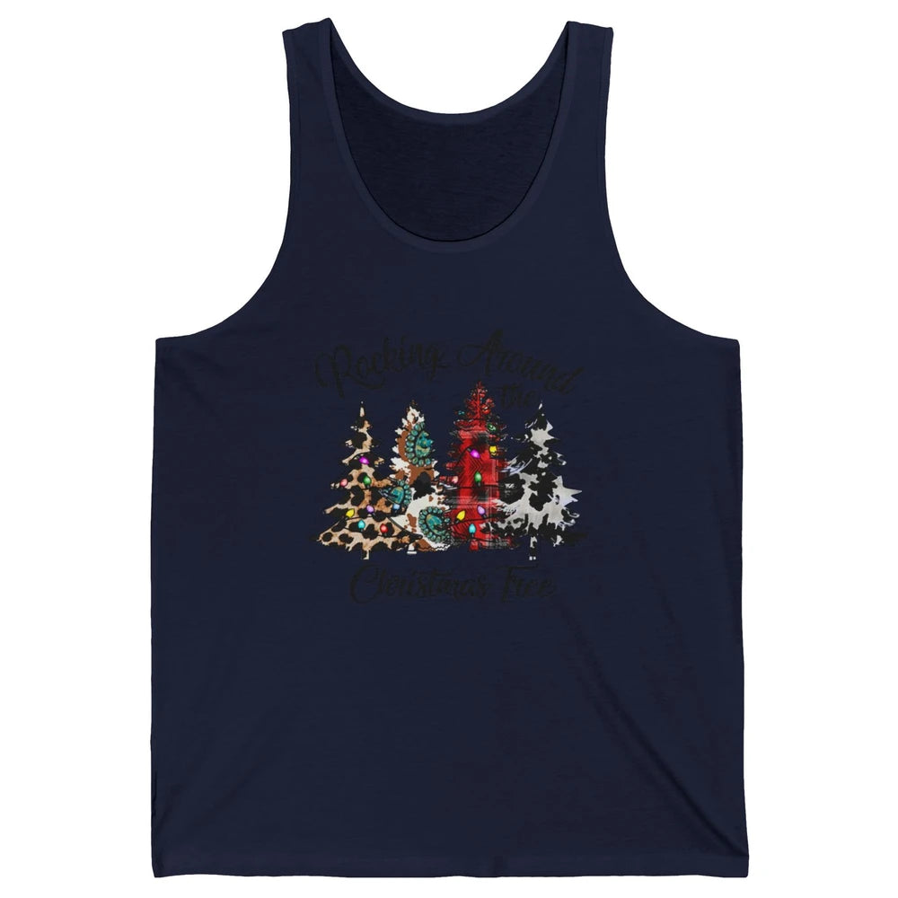 Leopard Christmas Tree Rocking Around Christmas Tree Western Unisex Jersey Tank