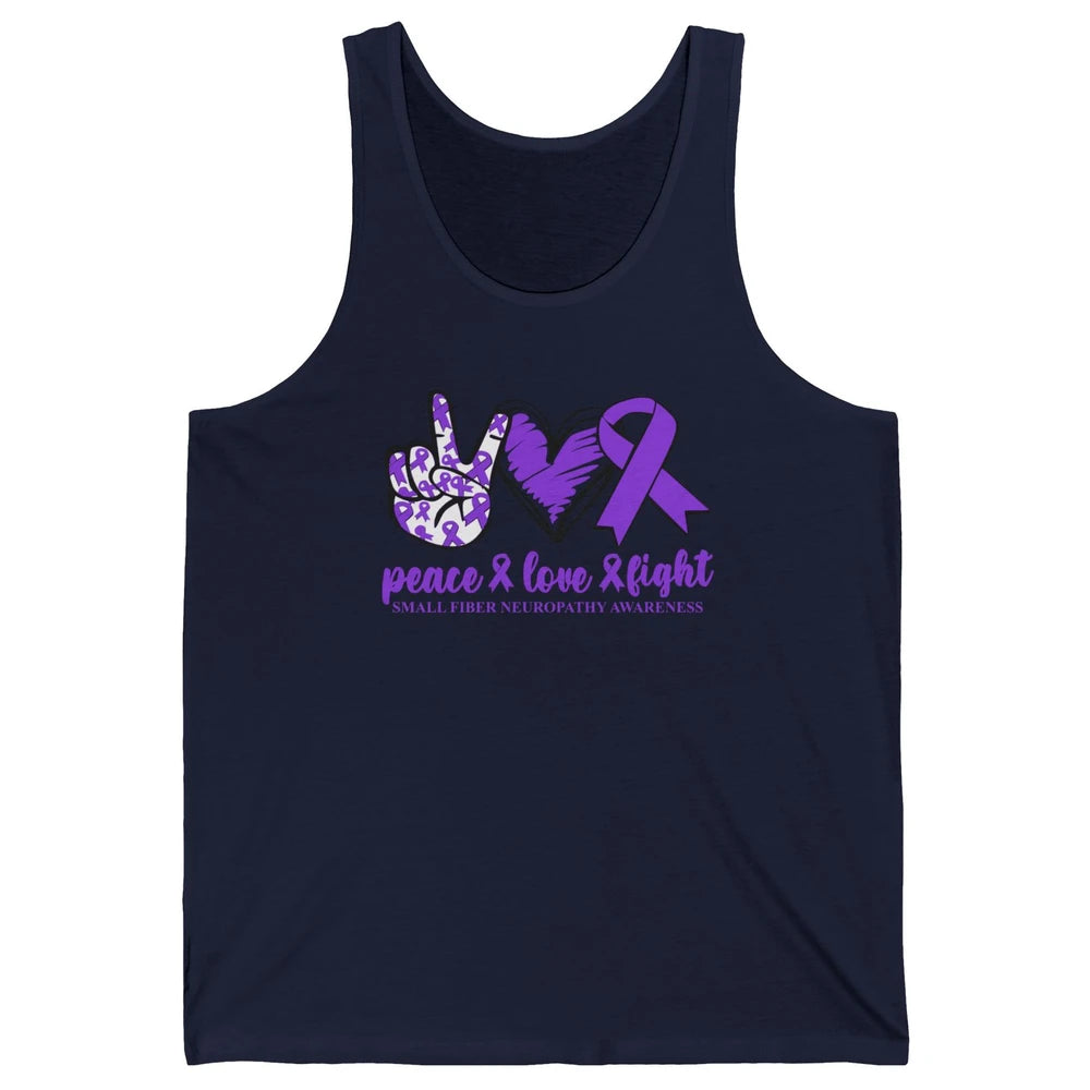 Small Fiber Neuropathy Purple Ribbon Peace Love Fight Unisex Jersey Tank