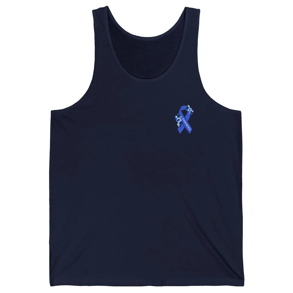 Syringomyelia Awareness Floral Blue Ribbon Rainbow Unisex Jersey Tank