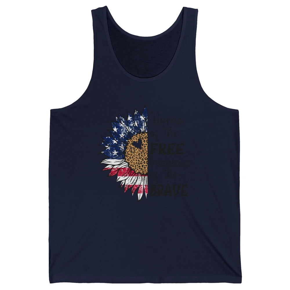 Sunflower 4th Of July Home Of The Free Because Of The Brave Unisex Jersey Tank