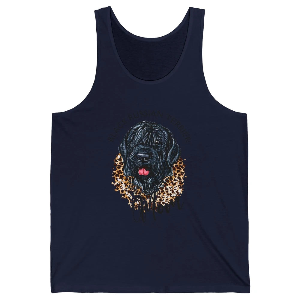 Black Russian Terrier Dog Mom Black Russian Terrier Leopard Unisex Jersey Tank