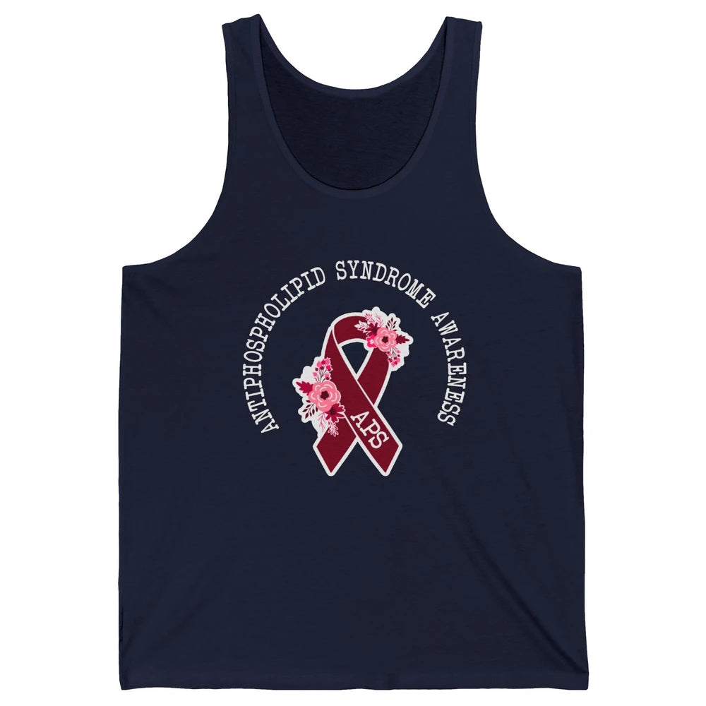 Antiphospholipid Syndrome Awareness APS Burgundy Ribbon Unisex Jersey Tank