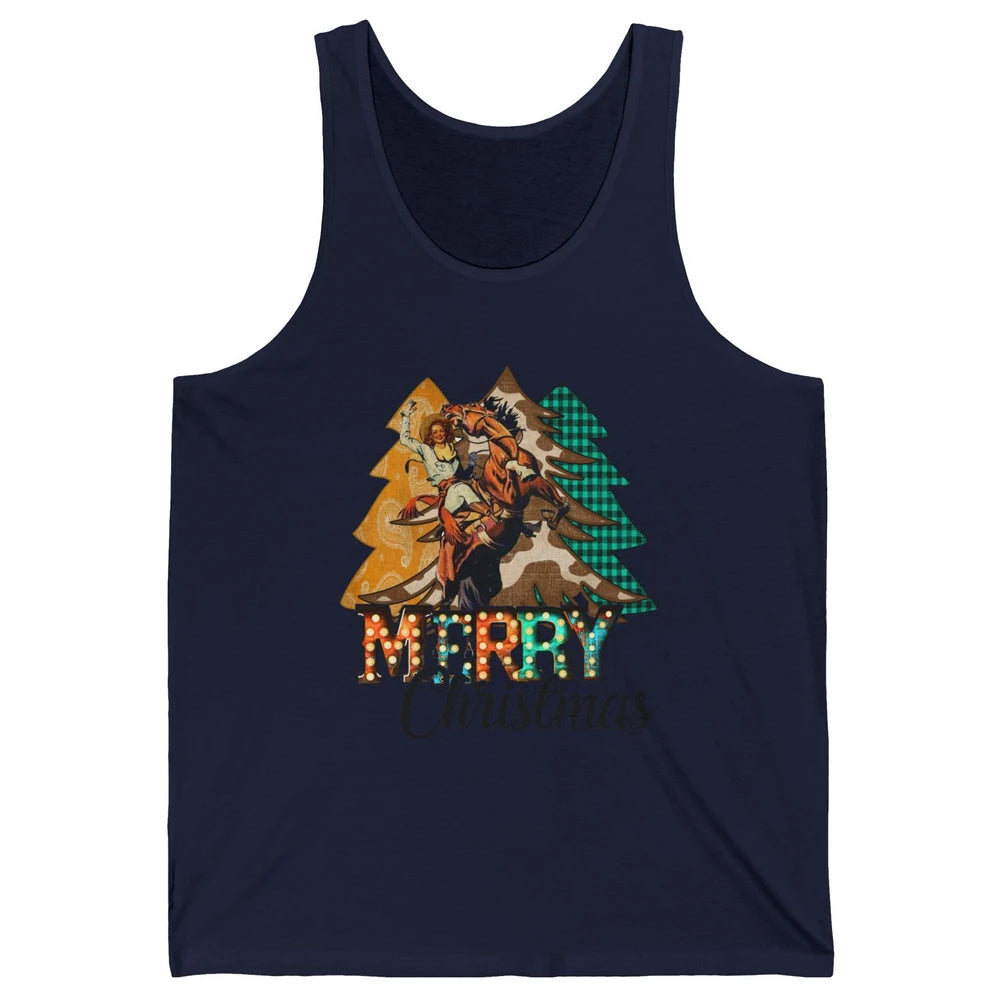 Rodeo Mom Cowgirl Christmas Tree Western Country Cowboy Gift Unisex Jersey Tank