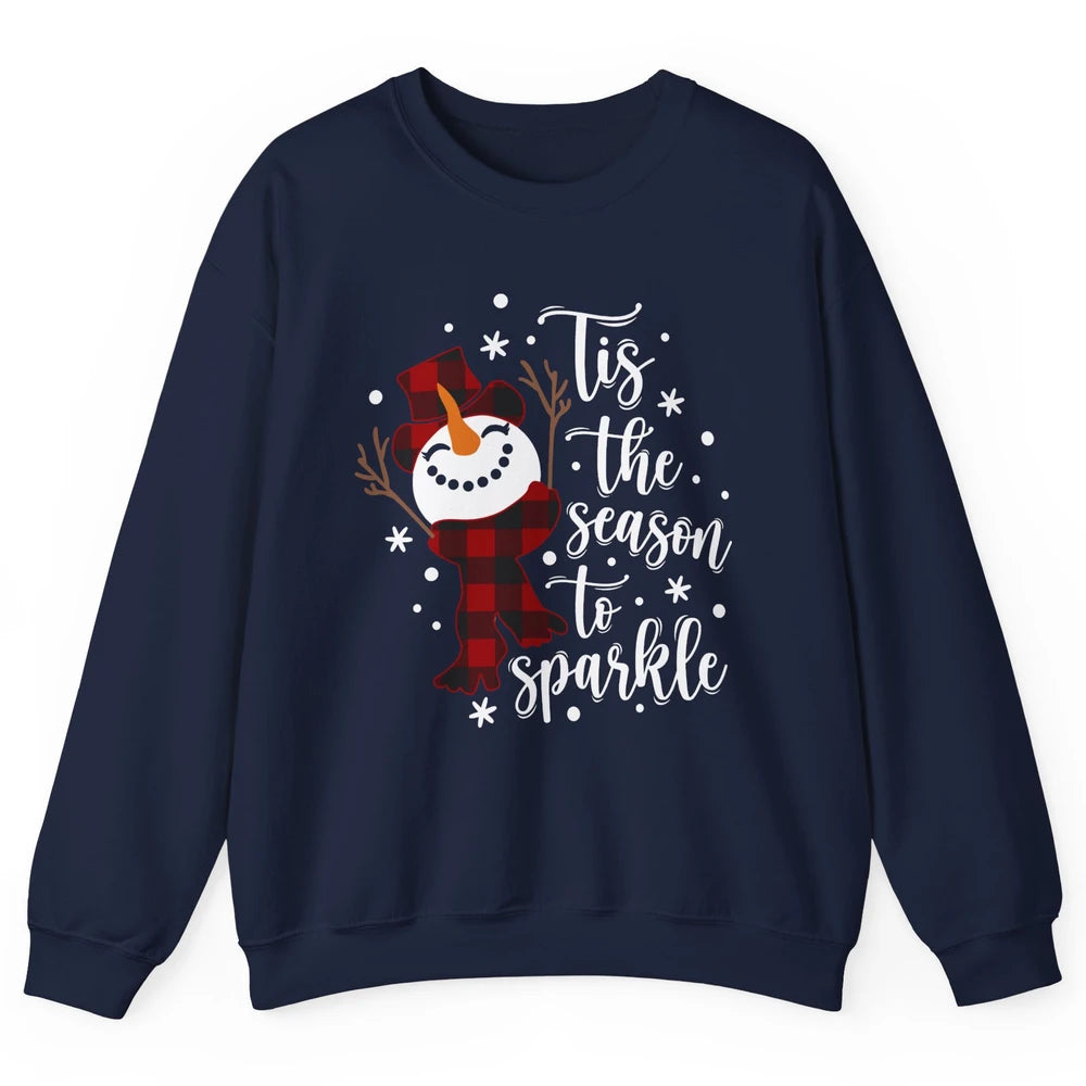 Funny Snowman Tis The Season To Sparkle Merry Christmas Unisex Crewneck Sweatshirt