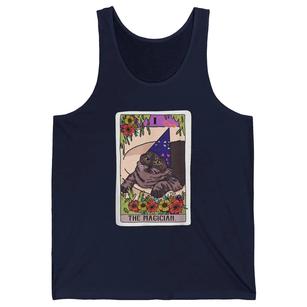 The Magician Grey Cat Tarot Card Witch Rider Goth Halloween Unisex Jersey Tank