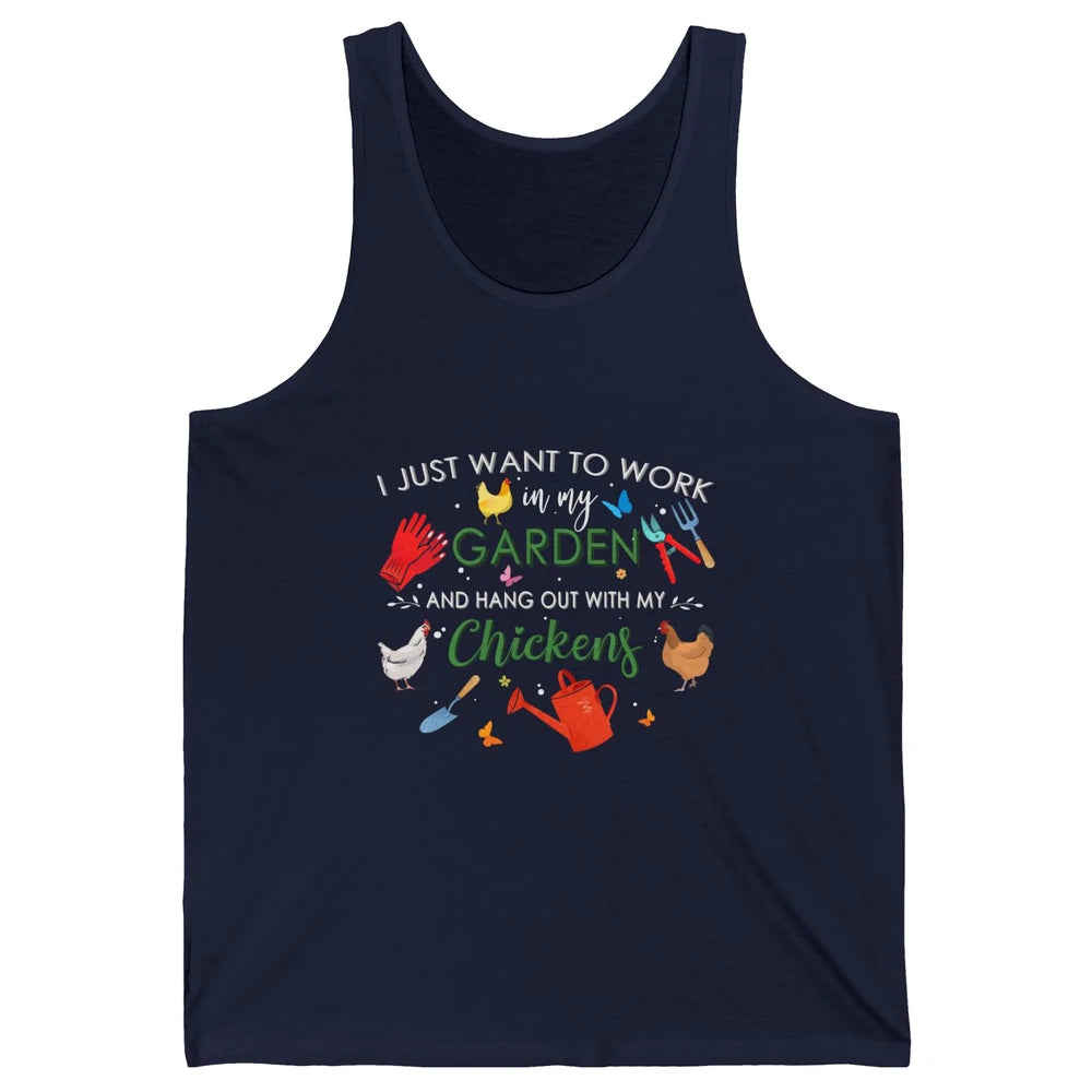 Work In My Garden And Hang Out With Chickens Hen Farming Unisex Jersey Tank