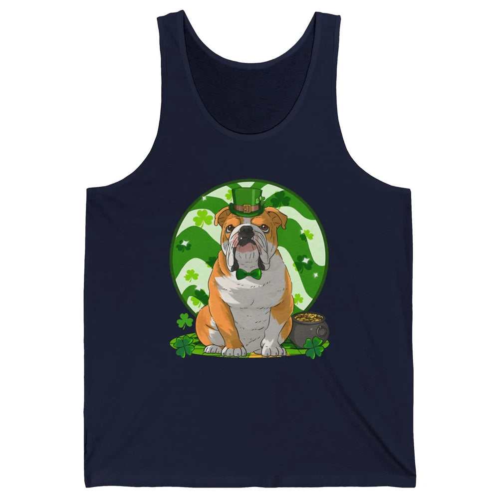 St Patrick's Day English Bulldog Lucky Charm Shamrock Irish Unisex Jersey Tank