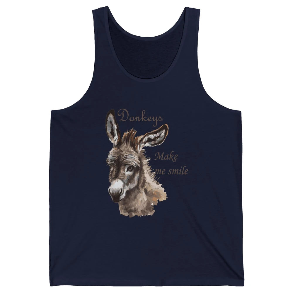 Watercolor Donkey Make Me Smile Farming Life Farm Animal Unisex Jersey Tank