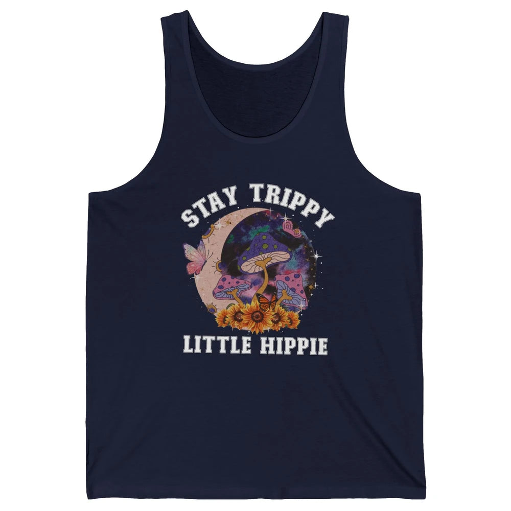 Stay Trippy Little Hippie Mushroom Sunflower Plant Retro Unisex Jersey Tank