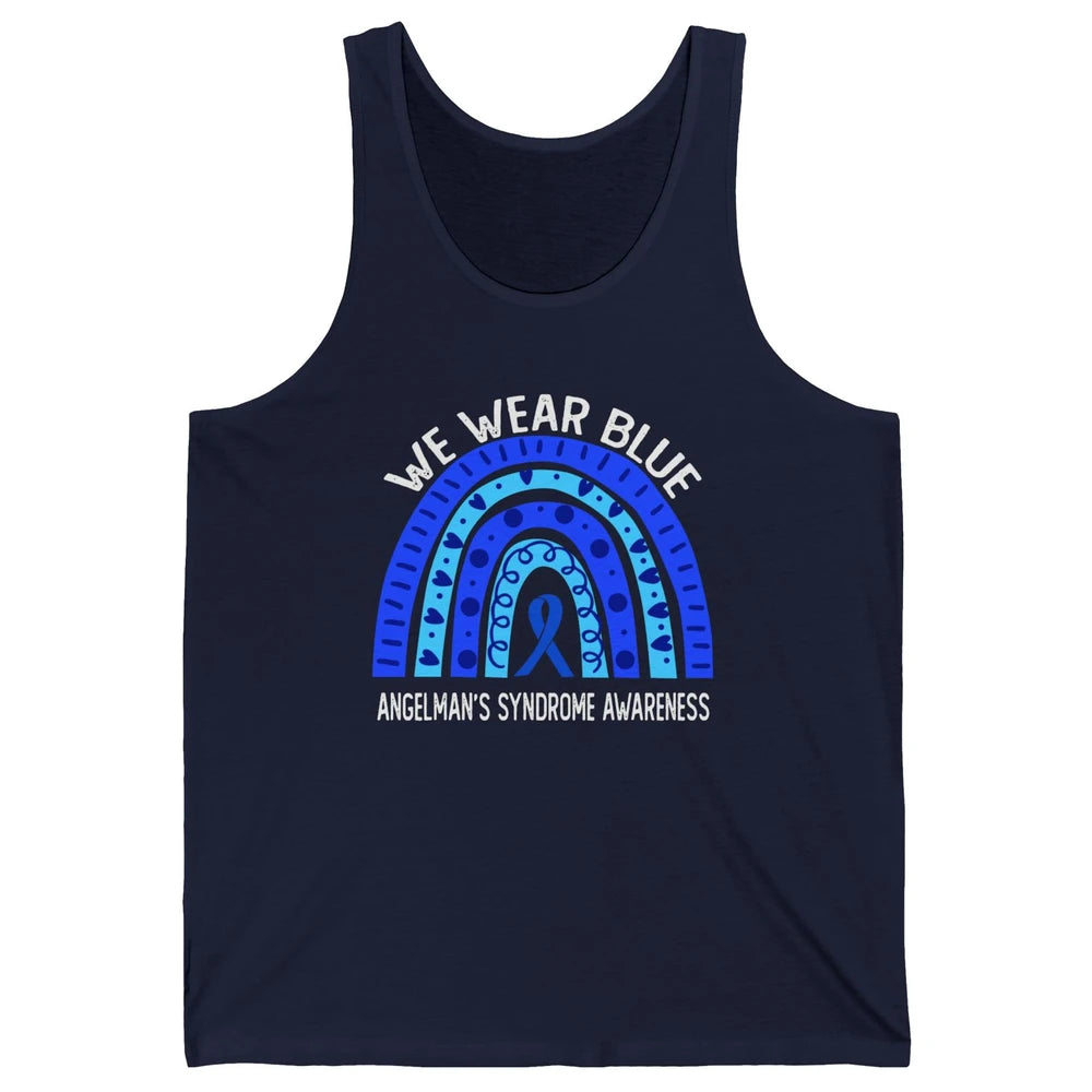 We Wear Blue For Angelman's Syndrome Blue Ribbon Rainbow Unisex Jersey Tank