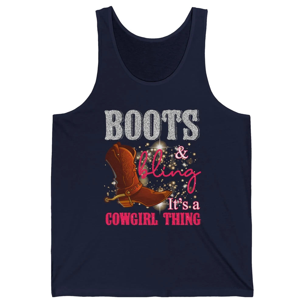 Western Country Cowgirl Thing Boots Bling Women Rodeo Cowboy Unisex Jersey Tank